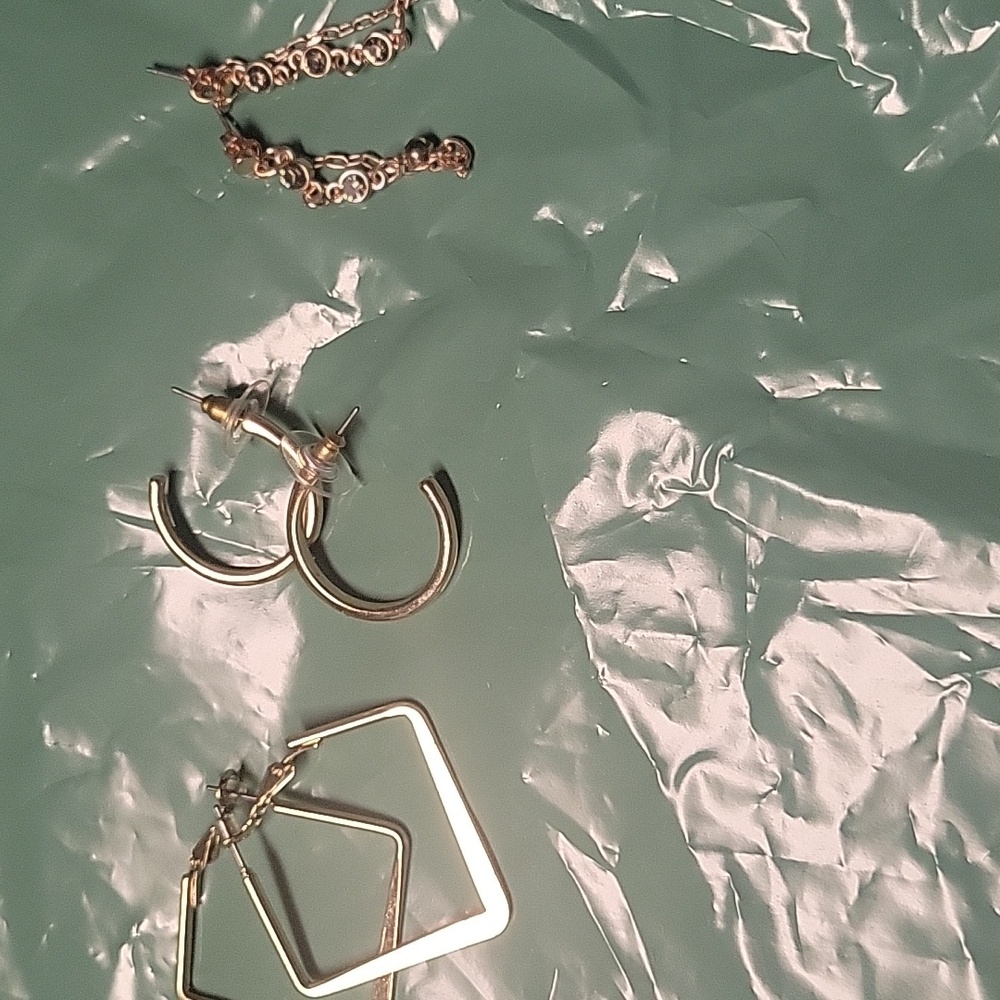 Elegant Gold and Hoop Earrings Set 3 For 10